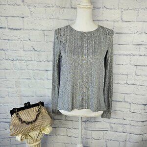 Zara Collection Size Small Gray/Silver Ribbed High-Low Long Sleeve Pullover Top